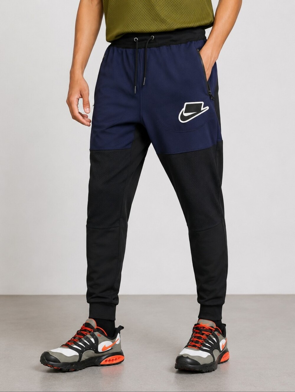 Nike NSW NSP Black/Blue Men's Loose Fit Track Pants Size XL